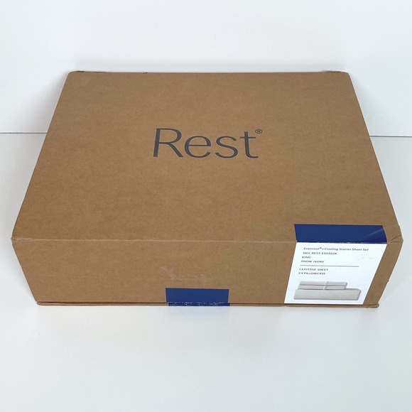 Rest 3 Piece Evercool+ Cooling Starter Sheet Set King Snow Ivory Open Box - Picture 2 of 8